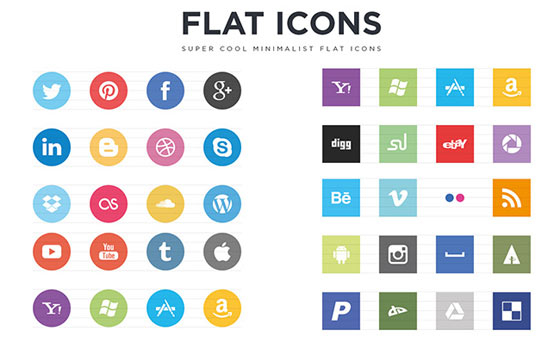 フラットデザインに似合うSNSアイコンなどが配布中 『35 Beautiful Free Flat Icons Sets that You can Use』4