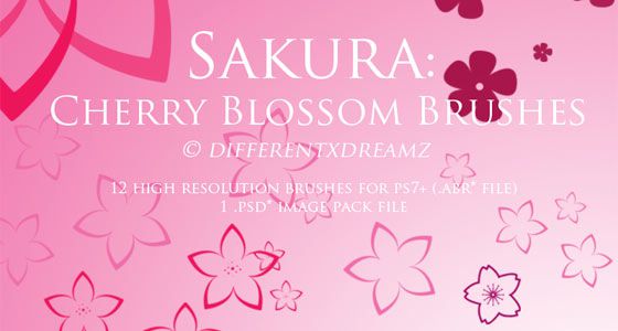 桜の花や花びらを表現したPhotoshopブラシ素材『25 Delicate-Looking Cherry Blossom Brushes』4