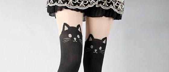 【ｵｽｽﾒ】脚に猫をまとう？！ネコ柄の超可愛いフェイクニーハイストッキング